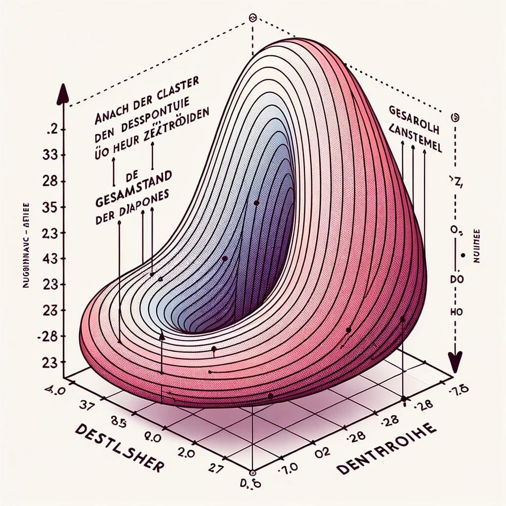 K-Means Elbow - Diagramm, in dem die Anzahl der Cluster gegen den Gesamtabstand der Datenpunkte zu ihrem jeweiligen Zentroiden geplottet wird. Der "Elbow" oder "Knick" in der Kurve deutet die optimale Anzahl von Clustern an.